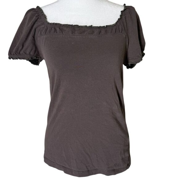 Y2k Vtg Esprit Gray Stretchy Top Sz XS/S 2000s Coquette Grunge Square Neckline - Picture 1 of 8